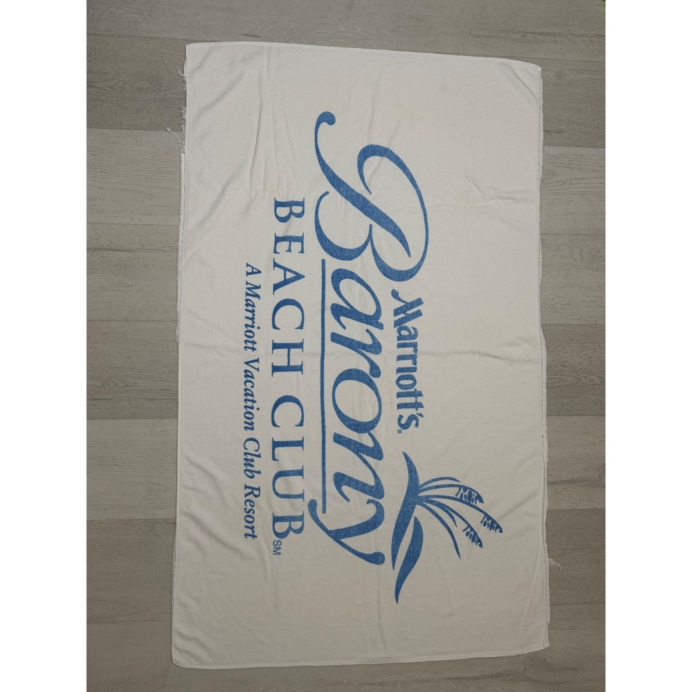 VINTAGE Original Marriott Barony Beach Club Beach Towel Unisex 57x34 White Good